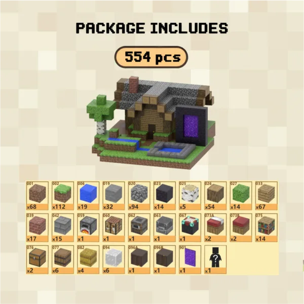 minecraft-magnetic-blocks-T-house Big House Magnetic Building Blocks Set – STEM Toys & Gifts for Kids